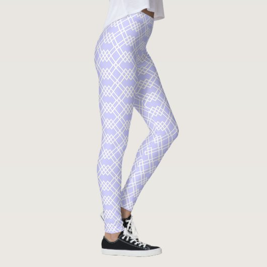 Moderne, witte, Latijnse, meetbare lichte periwink Leggings (Rechts)