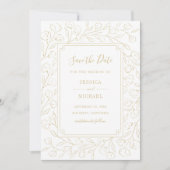 Moderne witte legant eenvoudige Floral bruiloft Save The Date (Voorkant)