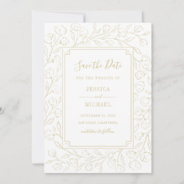 Moderne witte legant eenvoudige Floral bruiloft Save The Date
