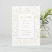 Moderne witte legant eenvoudige Floral bruiloft Save The Date (Staand voorkant)