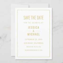 Moderne witte legante eenvoudige minimalistische b save the date