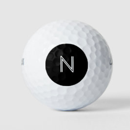 Moderne witte lettertype zwarte cirkelmonogram golfballen