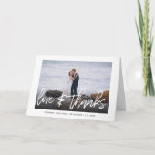Moderne witte 'Liefde en Dank' Verticale fotobruil Bedankkaart (Voorkant)