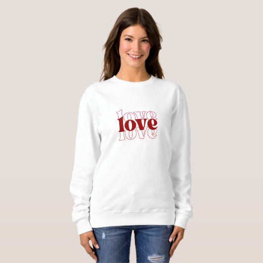 Moderne Witte Liefde Print Vrouw Sweatshirt (Voorkant volledig)