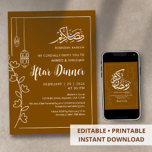 Moderne witte lijn kunst Ramadan Iftar diner Kaart