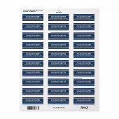 Moderne witte lijnen donkerblauw retouradres etiket (Full Sheet)