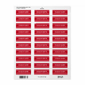 Moderne witte lijnen rood retour adres etiket (Full Sheet)