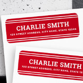 Moderne witte lijnen rood retour adres etiket