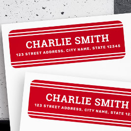 Moderne witte lijnen rood retour adres etiket