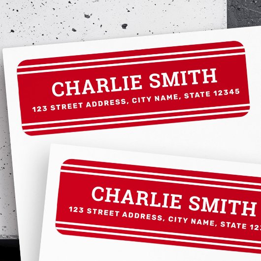 Moderne witte lijnen rood retour adres etiket