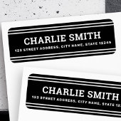 Moderne witte lijnen zwart retouradres etiket