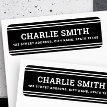 Moderne witte lijnen zwart retouradres