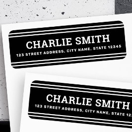 Moderne witte lijnen zwart retouradres etiket