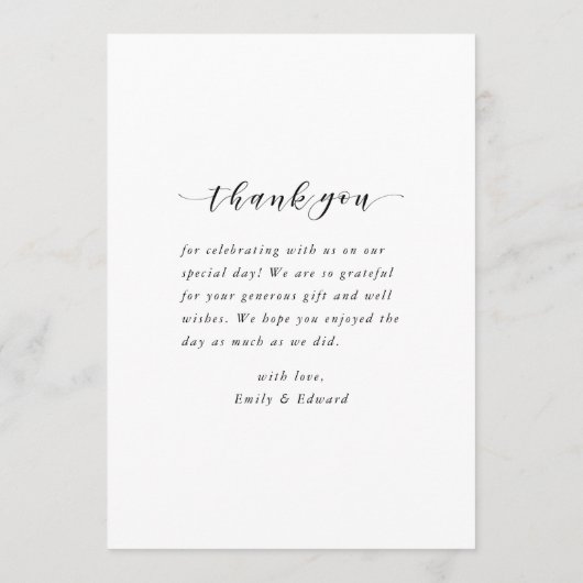 Moderne Witte Lijst Fotobruiloft Bedankkaart (Achterkant)