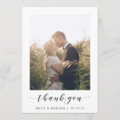Moderne Witte Lijst Fotobruiloft Bedankkaart (Voorkant)