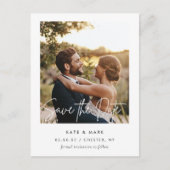 Moderne Witte Lijst Fotobruiloft Bewaar de datum Briefkaart (Voorkant)