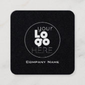 Moderne witte Logo op mannelijke afgeronde rand zw Vierkante Visitekaartje (Voorkant)