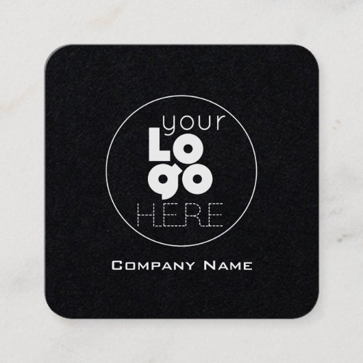 Moderne witte Logo op mannelijke afgeronde rand zw Vierkante Visitekaartje (Voorkant)