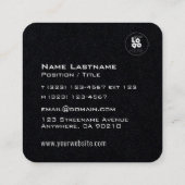 Moderne witte Logo op mannelijke afgeronde rand zw Vierkante Visitekaartje (Achterkant)