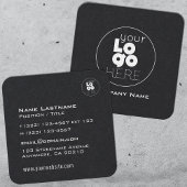 Moderne witte Logo op mannelijke afgeronde rand zw Vierkante Visitekaartje