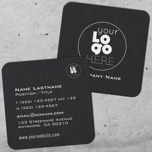 Moderne witte Logo op mannelijke afgeronde rand zw Vierkante Visitekaartje