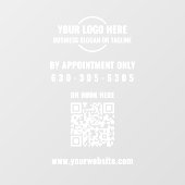 Moderne witte Logo QR-code alleen op afspraak Raamsticker (Vel)
