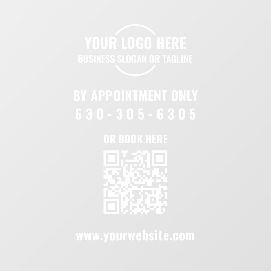 Moderne witte Logo QR-code alleen op afspraak Raamsticker (Vel)