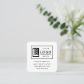 Moderne witte logo QR-code scan website Vierkante Visitekaartje (Staand voorkant)