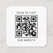 Moderne witte logo QR-code scan website Vierkante Visitekaartje (Achterkant)