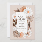 Moderne witte madeliefjes bruiloft 'Save the Date' Save The Date (Voorkant)