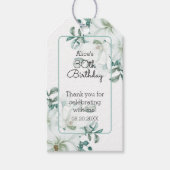 Moderne witte Magnolia groen 30e verjaardag Cadeaulabel (Voorkant)