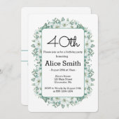 Moderne witte Magnolia groen 40e verjaardag Kaart (Voorkant / Achterkant)