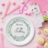 Moderne witte Magnolia groen 40e verjaardag Papieren Bordje (Feest)