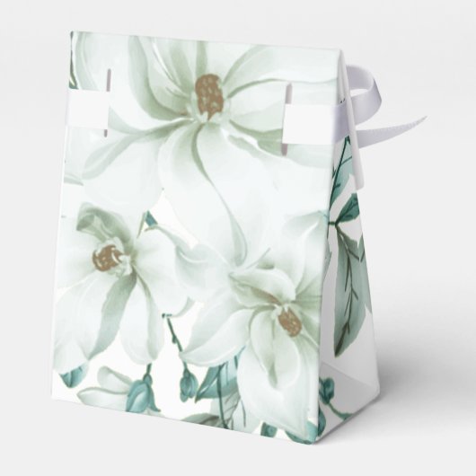 Moderne witte Magnolia groen verjaardag Bedankdoosjes (Achterkant)