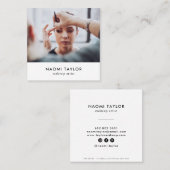 Moderne witte make-up artist foto elegant eenvoudi vierkante visitekaartje (Voorkant / Achterkant)