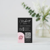 Moderne witte make-up logo Qr code 2 foto's Visitekaartje (Staand voorkant)