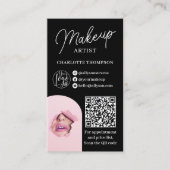 Moderne witte make-up logo Qr code 2 foto's Visitekaartje (Voorkant)
