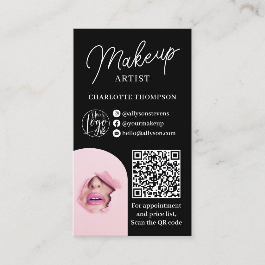 Moderne witte make-up logo Qr code 2 foto's Visitekaartje