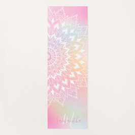 Moderne witte mandala girly pastel regenboog monog yogamat