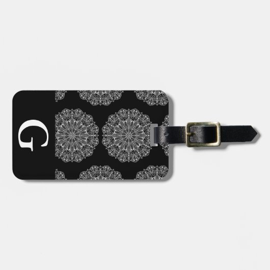 Moderne witte mandalas — Letter afdrukken en Initi Bagagelabel (Voorkant horizontaal)