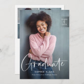 Moderne witte Manuscript Bekleding 4 het Afstudere Bedankkaart (Voorkant / Achterkant)