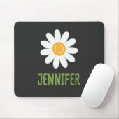 Moderne witte margriet met monogram muismat (Met muis)