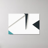 Moderne Witte Marineblauwe Teal Abstracte Geometri Canvas Afdruk (Voorkant)
