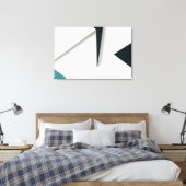 Moderne Witte Marineblauwe Teal Abstracte Geometri Canvas Afdruk (Insitu (Slaapkamer))
