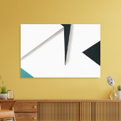 Moderne Witte Marineblauwe Teal Abstracte Geometri Canvas Afdruk (Insitu (Woonkamer))