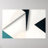 Moderne Witte Marineblauwe Teal Abstracte Geometri Poster (Voorkant)