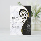 Moderne witte marmer Abstract RSVP Kaartje (Staand voorkant)