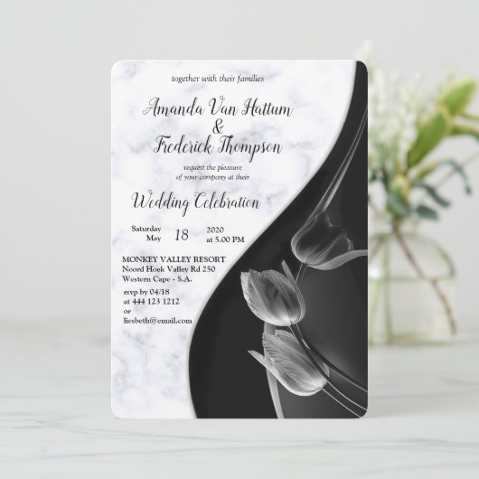 Moderne witte marmer - Abstract zwart Kaart (Staand voorkant)