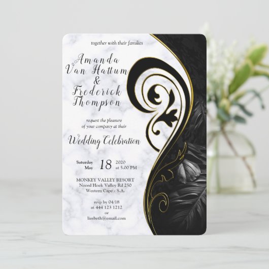 Moderne witte marmer - Abstract zwart Kaart (Staand voorkant)