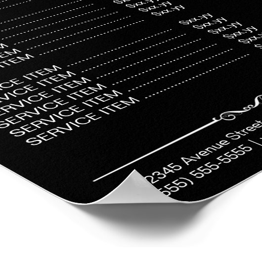 Moderne witte marmer Beauty Salon-prijslijst Poster (Hoek)